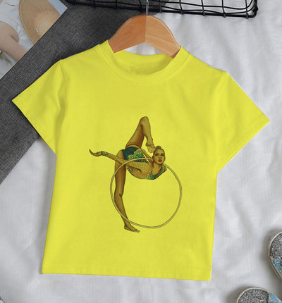 Ljeto 2021. Zanimljive akvarelne baletne plesačice Djevojčica Bijela majica kratkih rukava Kawaii Gimnastička plesna odjeća Odjeća za djevojčice