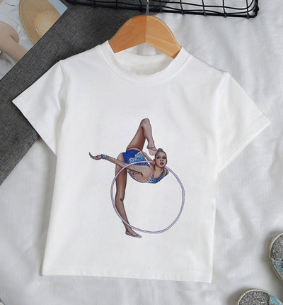 Ljeto 2021. Zanimljive akvarelne baletne plesačice Djevojčica Bijela majica kratkih rukava Kawaii Gimnastička plesna odjeća Odjeća za djevojčice