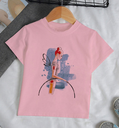 Ljeto 2021. Zanimljive akvarelne baletne plesačice Djevojčica Bijela majica kratkih rukava Kawaii Gimnastička plesna odjeća Odjeća za djevojčice