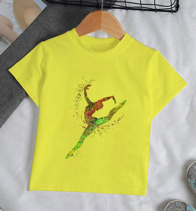 Ljeto 2021. Zanimljive akvarelne baletne plesačice Djevojčica Bijela majica kratkih rukava Kawaii Gimnastička plesna odjeća Odjeća za djevojčice