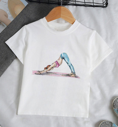 Ljeto 2021. Zanimljive akvarelne baletne plesačice Djevojčica Bijela majica kratkih rukava Kawaii Gimnastička plesna odjeća Odjeća za djevojčice