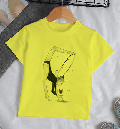 Ljeto 2021. Zanimljive akvarelne baletne plesačice Djevojčica Bijela majica kratkih rukava Kawaii Gimnastička plesna odjeća Odjeća za djevojčice