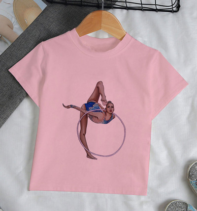 Ljeto 2021. Zanimljive akvarelne baletne plesačice Djevojčica Bijela majica kratkih rukava Kawaii Gimnastička plesna odjeća Odjeća za djevojčice