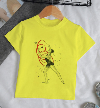 Ljeto 2021. Zanimljive akvarelne baletne plesačice Djevojčica Bijela majica kratkih rukava Kawaii Gimnastička plesna odjeća Odjeća za djevojčice