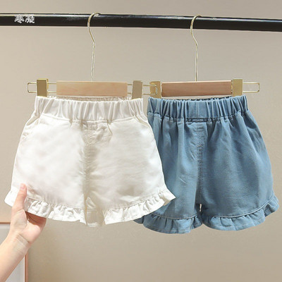2023 Летни дрехи за момичета Детски връхни дрехи Къси панталони с волани Готини тънки дънкови панталони за момичета