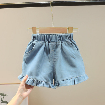 2023. aasta suve tüdrukute riided, lasteriided, volangidega lühikesed püksid väikelapse tüdrukule, lahedad õhukesed teksapüksid