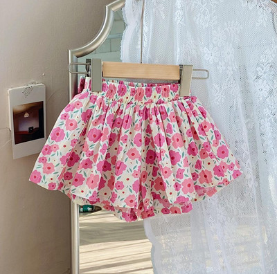 Μόδα Παιδικά Κοριτσίστικα Σορτς Βαμβακερά Χαλαρά Φαρδιά Πόδι Λουλουδάτο Ψηλόμεσο Καλοκαιρινό Παραλία Βρεφικό Κοριτσάκι Casual Φούστα κοντή 1-10 ετών
