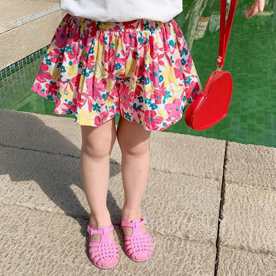 Μόδα Παιδικά Κοριτσίστικα Σορτς Βαμβακερά Χαλαρά Φαρδιά Πόδι Λουλουδάτο Ψηλόμεσο Καλοκαιρινό Παραλία Βρεφικό Κοριτσάκι Casual Φούστα κοντή 1-10 ετών