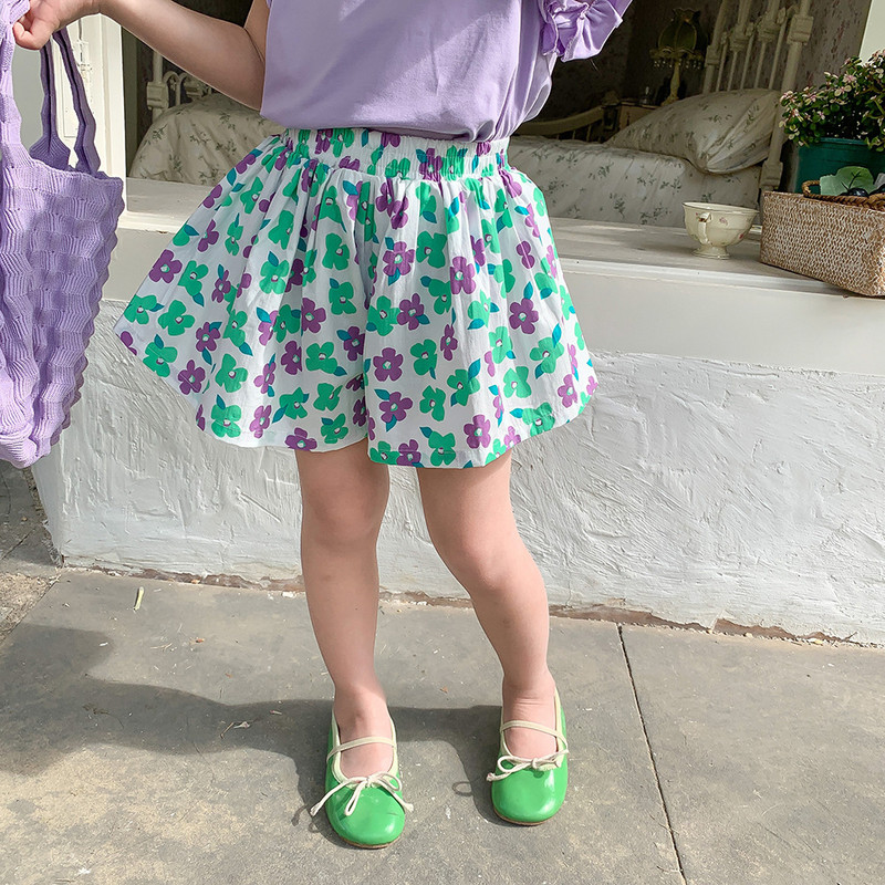 Μόδα Παιδικά Κοριτσίστικα Σορτς Βαμβακερά Χαλαρά Φαρδιά Πόδι Λουλουδάτο Ψηλόμεσο Καλοκαιρινό Παραλία Βρεφικό Κοριτσάκι Casual Φούστα κοντή 1-10 ετών