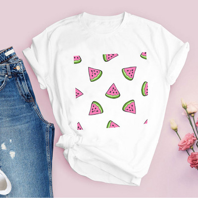Ženske grafičke vodene boje, lubenica, voće, majice s otisnutim filmovima kratkih rukava Ženske majice Odjevna odjeća Majice kratkih rukava Ženska majica kratkih rukava
