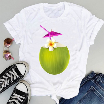 Moterys Paplūdimys Arbūzas Šventiniai vaisiai Animaciniai filmukai trumpomis rankovėmis Vasaros mados spaudiniai Moteriški drabužiai Viršutiniai marškinėliai Marškinėliai marškinėliai