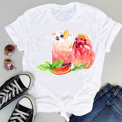 Moterys Paplūdimys Arbūzas Šventiniai vaisiai Animaciniai filmukai trumpomis rankovėmis Vasaros mados spaudiniai Moteriški drabužiai Viršutiniai marškinėliai Marškinėliai marškinėliai