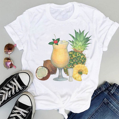 Naised, rand, arbuus, pühad, puuviljad, multifilmid lühikeste varrukatega, graafika, suvemood, naiste riided, topid T-särk T-särk