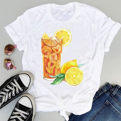 Moterys Paplūdimys Arbūzas Šventiniai vaisiai Animaciniai filmukai trumpomis rankovėmis Vasaros mados spaudiniai Moteriški drabužiai Viršutiniai marškinėliai Marškinėliai marškinėliai