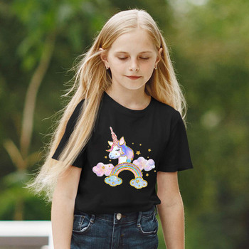 Νέο μπλουζάκι γενεθλίων Unicorn 1-9 Birthday T-shirt Wild Tee Girls Party T Shirt Unicorn Theme Ρούχα Παιδικά Δώρα Fashion Top Tshirt