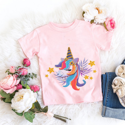 Uus Ükssarviku sünnipäevasärk 1.-9. sünnipäevaks T-särk Wild Tee Tüdrukute peo T-särk Unicorn Teema Riided Lapsed Kingitused Mood Top T-särk