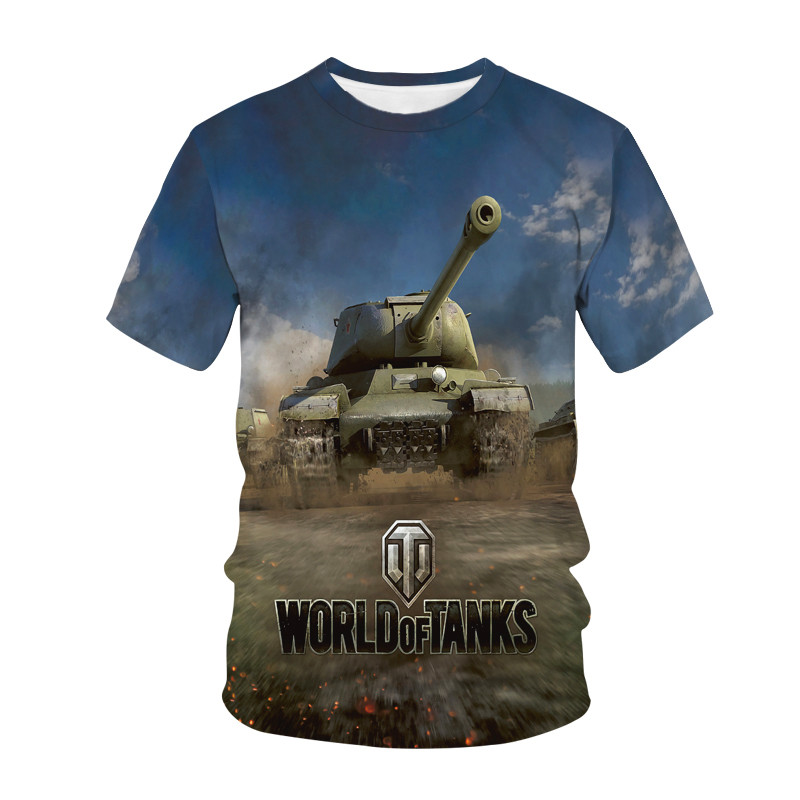 Hot Game World Of Tanks 3D nyomtatott O-nyakú gyerek póló Nyári divat Sport póló Fiúk Lányok Uniszex Gyermekruházat Felsők