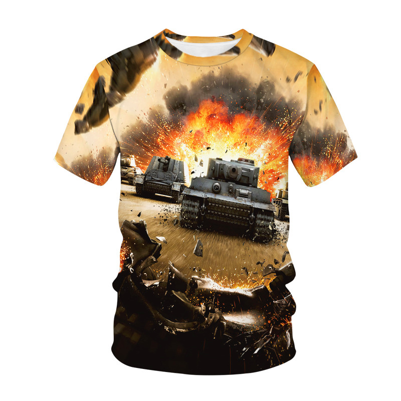 Hot Game World Of Tanks 3D nyomtatott O-nyakú gyerek póló Nyári divat Sport póló Fiúk Lányok Uniszex Gyermekruházat Felsők