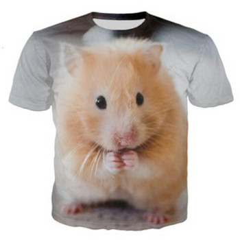 Тениски Hamster Domasticated Guinea Pig 3D печат Лятна тениска Модна детска ежедневна момче момиче Неутрални тениски с кръгло деколте