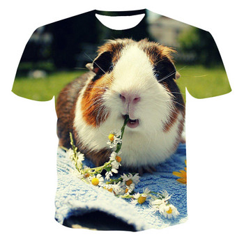 Тениски Hamster Domasticated Guinea Pig 3D печат Лятна тениска Модна детска ежедневна момче момиче Неутрални тениски с кръгло деколте