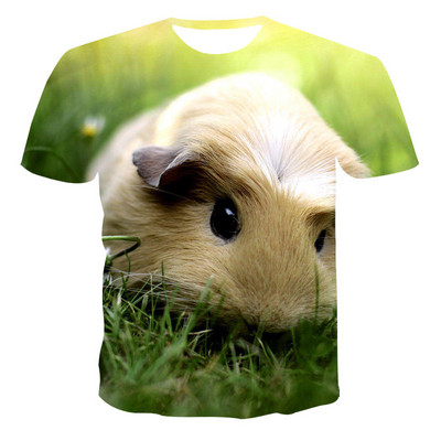Тениски Hamster Domasticated Guinea Pig 3D печат Лятна тениска Модна детска ежедневна момче момиче Неутрални тениски с кръгло деколте