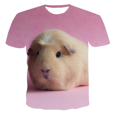 Тениски Hamster Domasticated Guinea Pig 3D печат Лятна тениска Модна детска ежедневна момче момиче Неутрални тениски с кръгло деколте