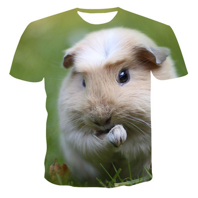Тениски Hamster Domasticated Guinea Pig 3D печат Лятна тениска Модна детска ежедневна момче момиче Неутрални тениски с кръгло деколте