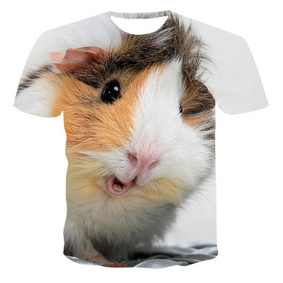 Тениски Hamster Domasticated Guinea Pig 3D печат Лятна тениска Модна детска ежедневна момче момиче Неутрални тениски с кръгло деколте