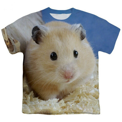 Тениски Hamster Domasticated Guinea Pig 3D печат Лятна тениска Модна детска ежедневна момче момиче Неутрални тениски с кръгло деколте