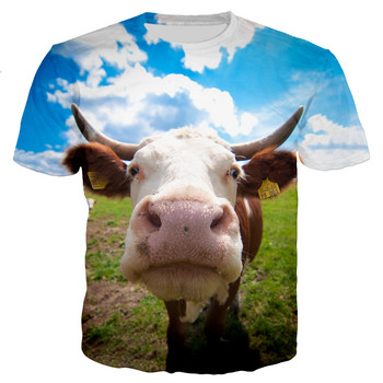 Μπλουζάκια τρισδιάστατη εκτύπωση Funy Cows Grassland Summer T Shirt Μόδα για παιδιά Casual αγόρια για κορίτσια Kawaii Hip Hop Tshirt με στρογγυλή λαιμόκοψη Ρούχα