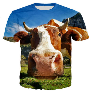 Тениски 3D печат Funy Cows Grassland Лятна тениска Модна детска ежедневна момчета Момичета Kawaii с кръгло деколте Хип-хоп тениска Горнища Дрехи