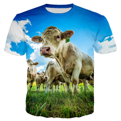 T-särgid 3D Prinditud Lõbusad lehmad Rohumaa suve T-särk Mood Lapsed vabaaja poisid Tüdrukud Kawaii Ümarkaelus Hip Hop T-särk Topid Riided