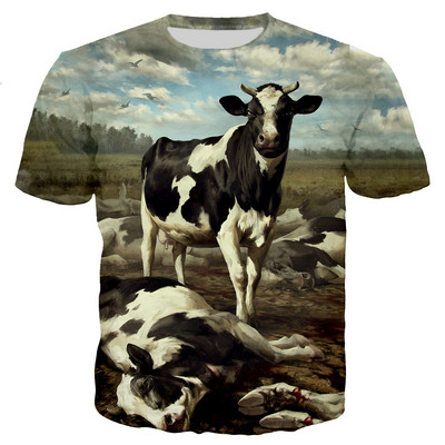T-särgid 3D Prinditud Lõbusad lehmad Rohumaa suve T-särk Mood Lapsed vabaaja poisid Tüdrukud Kawaii Ümarkaelus Hip Hop T-särk Topid Riided