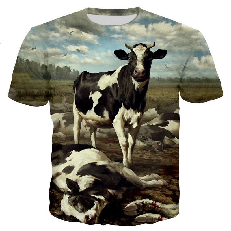 T-särgid 3D Prinditud Lõbusad lehmad Rohumaa suve T-särk Mood Lapsed vabaaja poisid Tüdrukud Kawaii Ümarkaelus Hip Hop T-särk Topid Riided