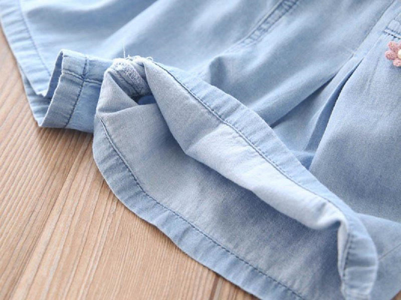 Ljetne ležerne čipkaste cvjetne široke elastične traper hlače visokog struka za djevojčice od 2 do 11 godina