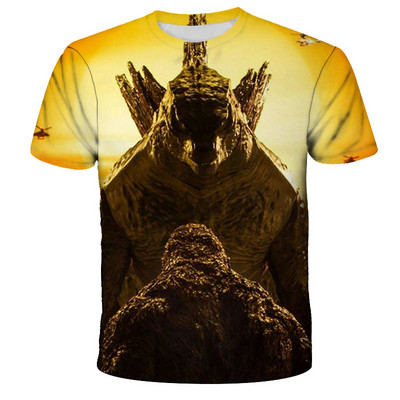 Cool Godzilla- Тениска Movie King Kong Tee за момчета Момичета Лято 3D щампа Горнища с къс ръкав Детски дрехи Дишаща тениска