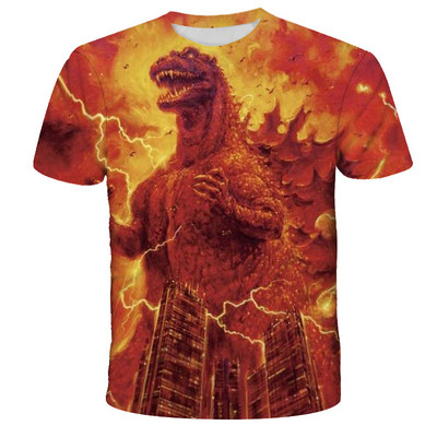 Cool Godzilla- Тениска Movie King Kong Tee за момчета Момичета Лято 3D щампа Горнища с къс ръкав Детски дрехи Дишаща тениска