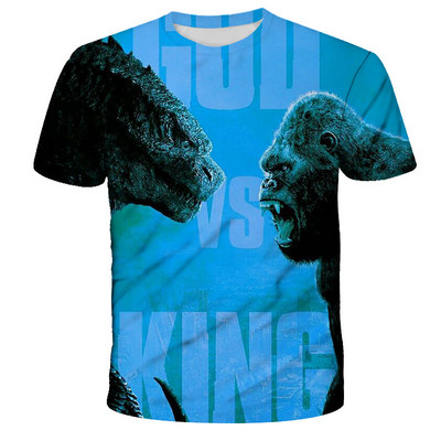 Cool Godzilla- Тениска Movie King Kong Tee за момчета Момичета Лято 3D щампа Горнища с къс ръкав Детски дрехи Дишаща тениска