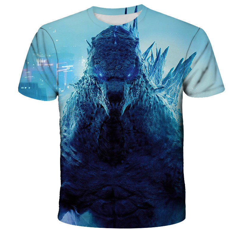 Šaunūs „Godzilla“ marškinėliai Filmas „King Kong“ marškinėliai berniukams, mergaitėms, vasaros 3D spausdinti trumpomis rankovėmis viršutiniai drabužiai vaikams, kvėpuojantys marškinėliai