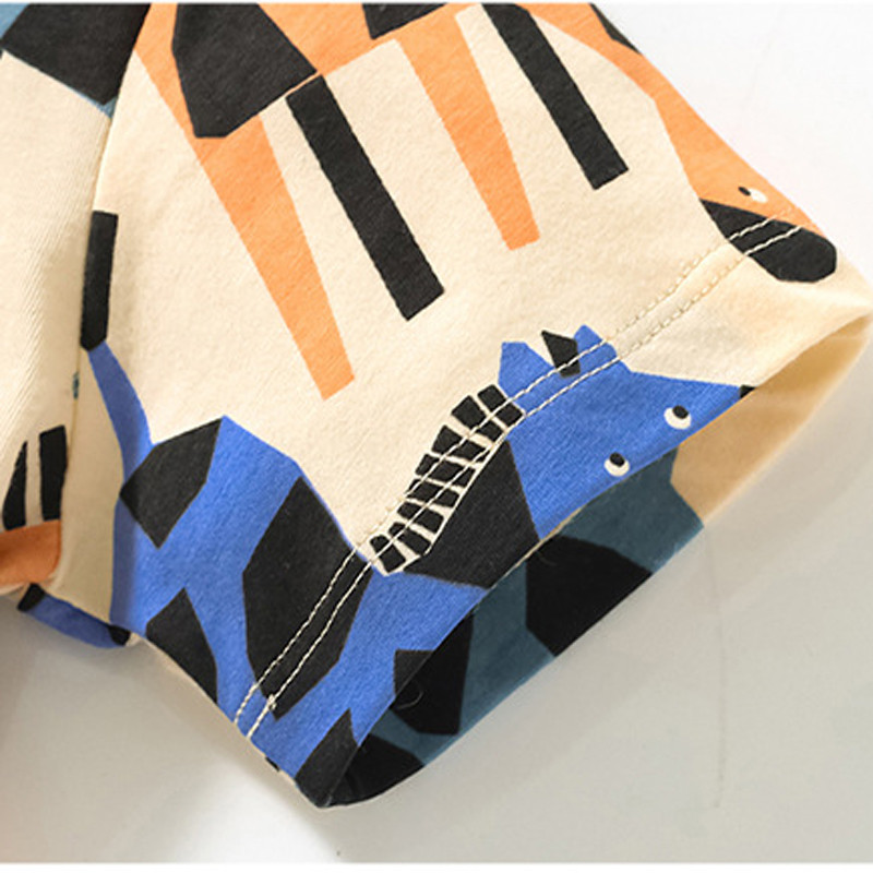 Little maven Dječje majice Ljetne majice za dječake Kratkih rukava Životinje Zebra Žirafa Otisci Dječje majice Pamučne slatke dječje majice