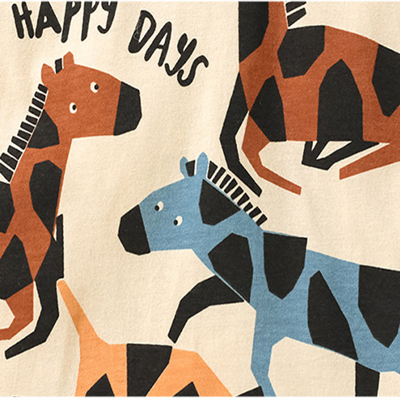 Little maven Dječje majice Ljetne majice za dječake Kratkih rukava Životinje Zebra Žirafa Otisci Dječje majice Pamučne slatke dječje majice