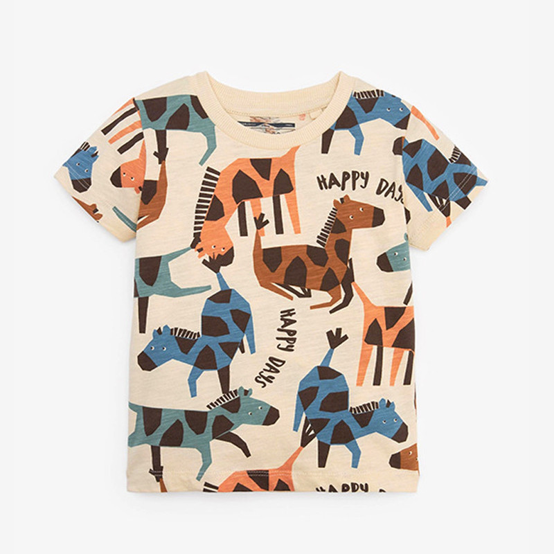 Little maven Dječje majice Ljetne majice za dječake Kratkih rukava Životinje Zebra Žirafa Otisci Dječje majice Pamučne slatke dječje majice