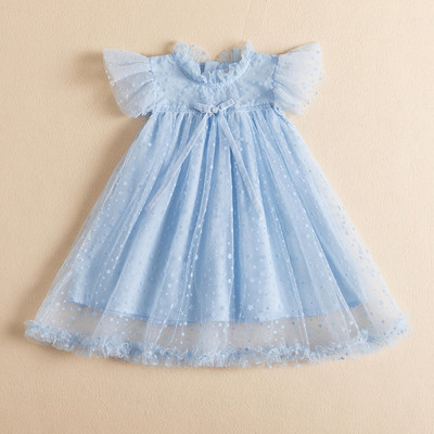 Gaun Putri Merah Muda Berkilau Gadis Gaun Berkibar Peri Lucu Kostum Tulle Pesta Ulang Tahun Anak-anak Pakaian Kasual Anak Perempuan 3-8 Y