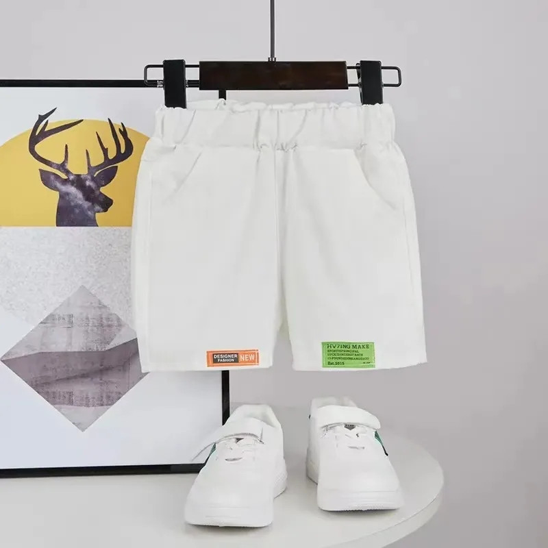 Pamučne dječje ljetne kratke hlače za dječake Ležerne široke jednobojne kratke hlače s uzicom za dječake P6607