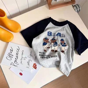 T-krekls Bērnu apģērbs Zēniem Meiteņu T-krekls ar īsām piedurknēm Zēniem Meitenēm 2023. gada vasaras modes karikatūra ar apdrukātu apaļkaklu, brīvs tops