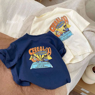 T-krekls Bērnu apģērbs Zēniem Meiteņu T-krekls ar īsām piedurknēm Zēniem Meitenēm 2023. gada vasaras modes karikatūra ar apdrukātu apaļkaklu, brīvs tops