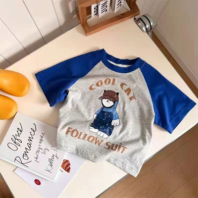 T-krekls Bērnu apģērbs Zēniem Meiteņu T-krekls ar īsām piedurknēm Zēniem Meitenēm 2023. gada vasaras modes karikatūra ar apdrukātu apaļkaklu, brīvs tops