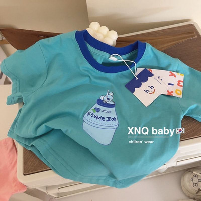 T-krekls Bērnu apģērbs Zēniem Meiteņu T-krekls ar īsām piedurknēm Zēniem Meitenēm 2023. gada vasaras modes karikatūra ar apdrukātu apaļkaklu, brīvs tops