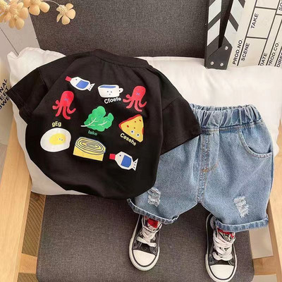 T-krekls Bērnu apģērbs Zēniem Meiteņu T-krekls ar īsām piedurknēm Zēniem Meitenēm 2023. gada vasaras modes karikatūra ar apdrukātu apaļkaklu, brīvs tops