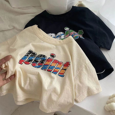 T-krekls Bērnu apģērbs Zēniem Meiteņu T-krekls ar īsām piedurknēm Zēniem Meitenēm 2023. gada vasaras modes karikatūra ar apdrukātu apaļkaklu, brīvs tops